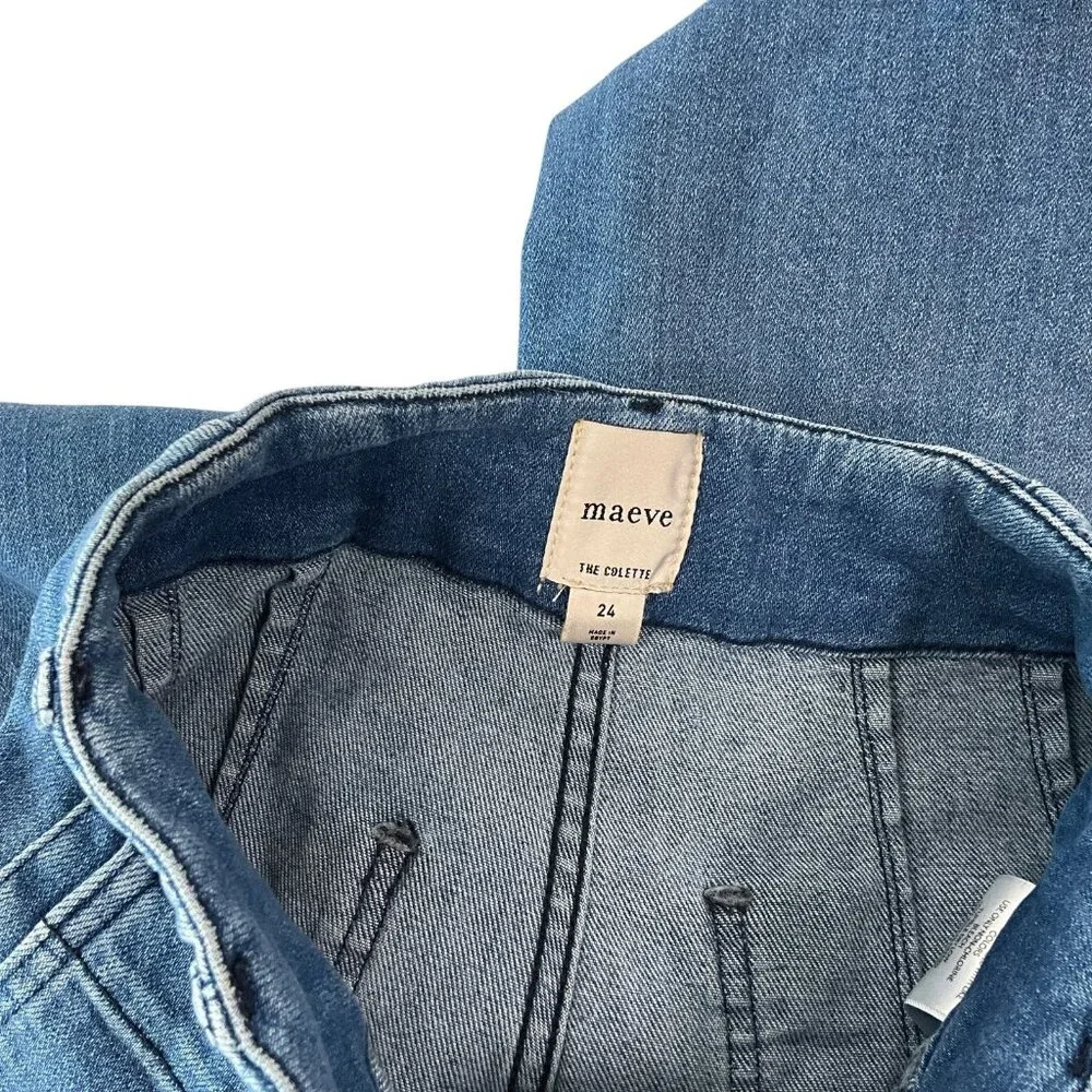 Anthropologie Maeve The Colette Wide Leg Jeans Womens 24 Blue High Rise Cropped - Picture 5 of 11